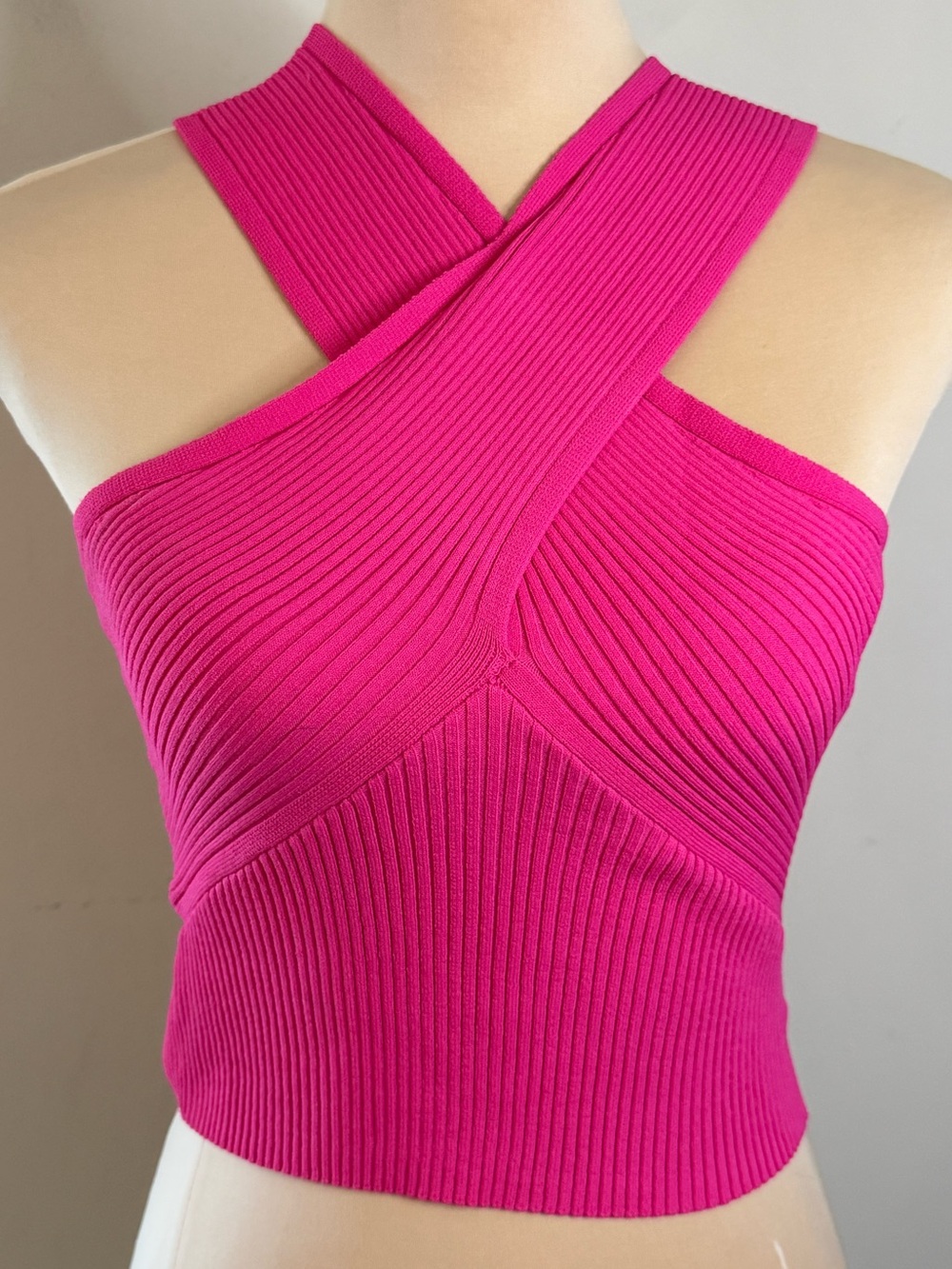 House of Harlow 1960 pink crop top criss cross ribbed SZ XS